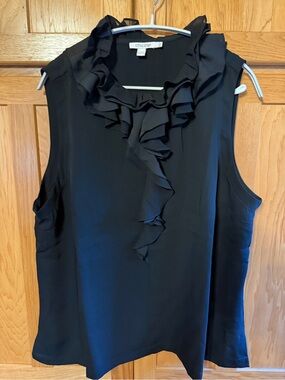 Chico's Black Sleeveless Ruffle-Front Camisole Size 3